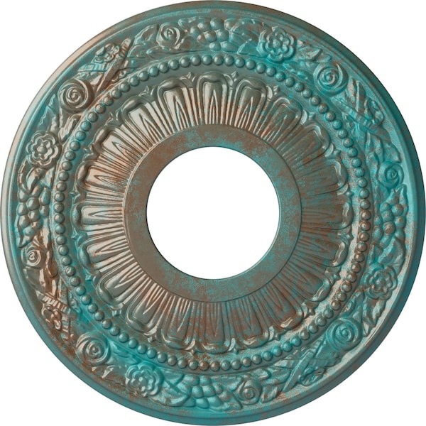 Ekena Millwork Nadia Ceiling Medallion (Canopies up to 4 7/8"), 12 1/8"OD x 3 5/8"ID x 7/8"P, Copper Green Patina CM12NACGS - main